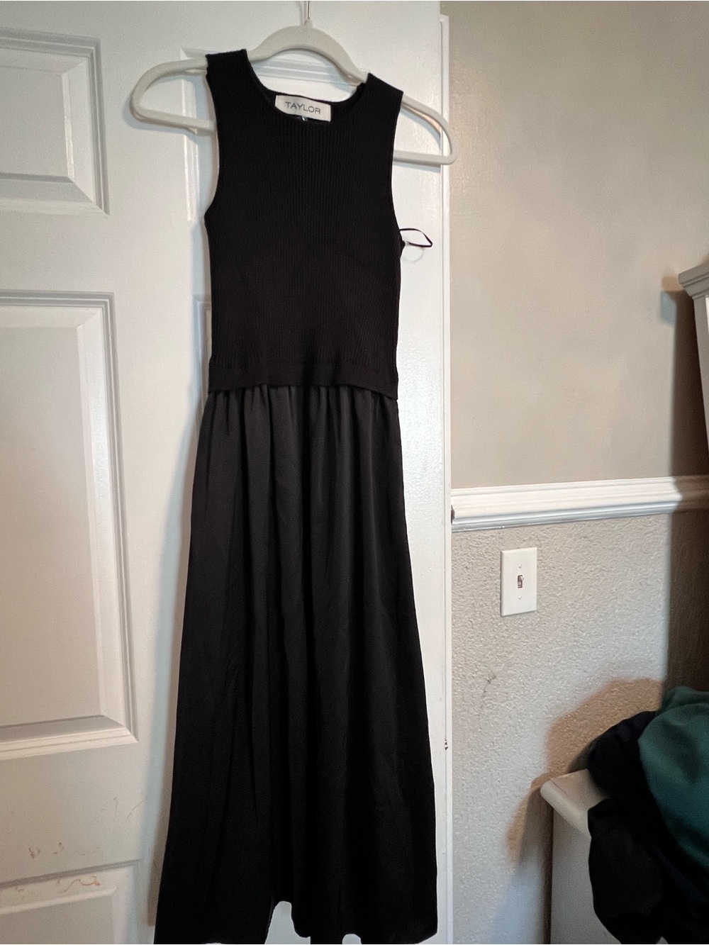 Taylor Black Sleeveless Maxi Dress with Knit Bodice